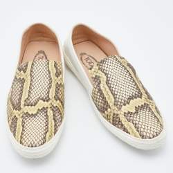 Pre Owned حذاء لوفرز تودز اسبادريل جلد وثعبان لونين مقاس 39.5