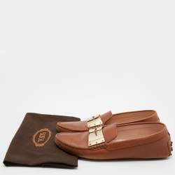 Pre Owned Tod's Tan Leather Gommino Driving Loafers Size 38