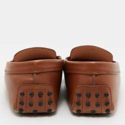 Pre Owned Tod's Tan Leather Gommino Driving Loafers Size 38