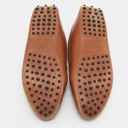Pre Owned Tod's Tan Leather Gommino Driving Loafers Size 38