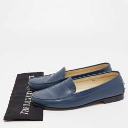 Pre Owned Tod's Blue Leather Penny Loafers Size 39