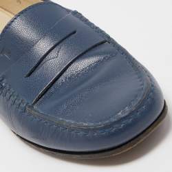 Pre Owned Tod's Blue Leather Penny Loafers Size 39