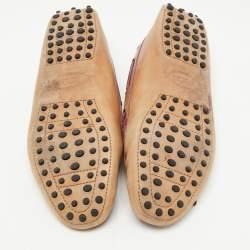 Pre Owned Tod's Brown Leather Bow Slip On Loafers Size 39.5