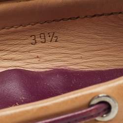 Pre Owned Tod's Brown Leather Bow Slip On Loafers Size 39.5