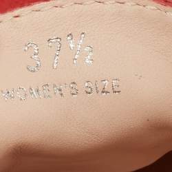 Pre Owned Tod's Red Suede Logo Charm Bow Loafers Size 37.5