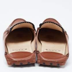 Tod's Brown Leather Kate Flat Mules Size 39