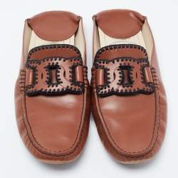 Tod's Brown Leather Kate Flat Mules Size 39