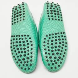 Pre Owned Tod's Green Python Embossed Leather Penny Loafers Size 37