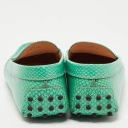 Pre Owned Tod's Green Python Embossed Leather Penny Loafers Size 37
