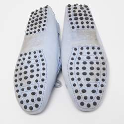 Pre Owned Tod's Blue Nubuck Leather Bow Slip On Loafers Size 38 