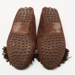 Pre Owned Tod's Dark Brown Suede Tassel Detail Loafers Size 40