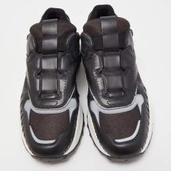 Pre Owned Tod's Black Leather and Mesh Low Top Sneakers Size 38