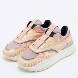 Pre Owned Tod's Tri Color Mesh and Leather Sneakers Size 39.5