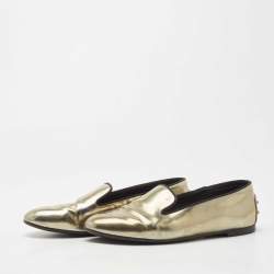 Pre Owned Tod's Metallic Leather Smoking Slippers Size 36