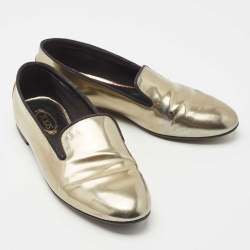 Pre Owned Tod's Metallic Leather Smoking Slippers Size 36