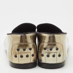 Pre Owned Tod's Metallic Leather Smoking Slippers Size 36