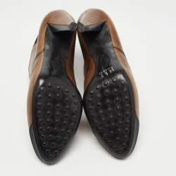 مملوكة مسبقًا Tod's Brown/Black Leather and Mesh Ankle Booties Size 40