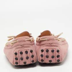 Pre Owned Tod's Pink Suede Gommino Slip On Loafers Size 38.5