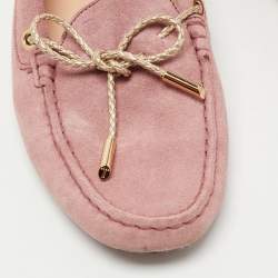 Pre Owned Tod's Pink Suede Gommino Slip On Loafers Size 38.5