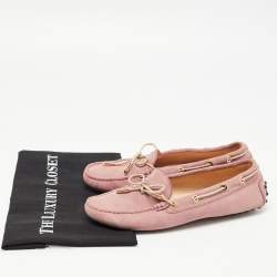 Pre Owned Tod's Pink Suede Gommino Slip On Loafers Size 38.5