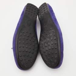 Tod's Blue Nubuck Leather Bow Slip On Loafers Size 37