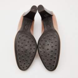 مملوكة مسبقًا حذاء كعب عالي تودز كعب عريض جلد بيج مقاس 38