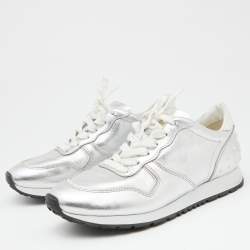 Pre Owned Tod's Silver Leather Allaciata Sneakers Size 39.5