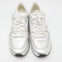 Pre Owned Tod's Silver Leather Allaciata Sneakers Size 39.5