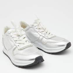 Pre Owned Tod's Silver Leather Allaciata Sneakers Size 39.5
