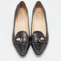 مملوكة مسبقًا Tod's Black Leather Pointed Toe Loafer Pumps Size 39