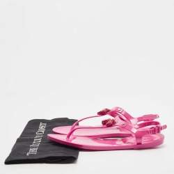 Tod's Pink Rubber Studded Tassel Thong Flat Sandals Size 38
