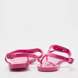 Tod's Pink Rubber Studded Tassel Thong Flat Sandals Size 38