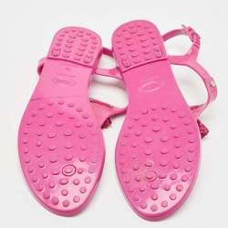 Tod's Pink Rubber Studded Tassel Thong Flat Sandals Size 38