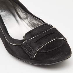 مملوكة مسبقًا Tod's Black Suede Block Heel Loafer Pumps Size 39