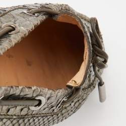 Pre Owned Tod's Metallic Python Bow Slip On Loafers Size 35