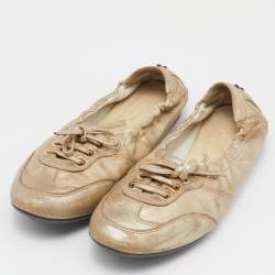 Tod's Gold Leather Scrunch Sneakers Size 36