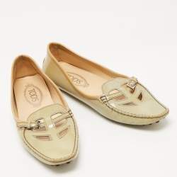 Tod's Grey Patent Pointed Toe Buckle Loafers  Size 38.5