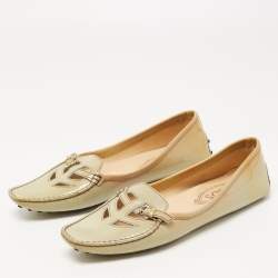 Tod's Grey Patent Pointed Toe Buckle Loafers  Size 38.5