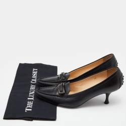 Pre Owned Tod's Black Leather Pointed Toe Loafer Pumps Size 40