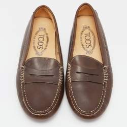 Pre Owned حذاء لوفرز تودز غومينو درايفينغ جلد منقوش ذهبي ميتالك مقاس 35.5