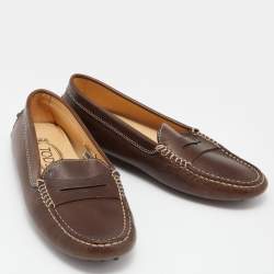 Pre Owned حذاء لوفرز تودز غومينو درايفينغ جلد منقوش ذهبي ميتالك مقاس 35.5