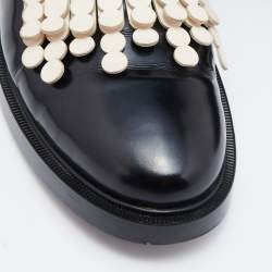 Pre Owned Tod's Black/Cream Leather Fringes Buckle Oxford Size 39