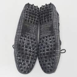 Pre Owned Tod's Silver/Black Textured Suede Bow Loafers Size 36