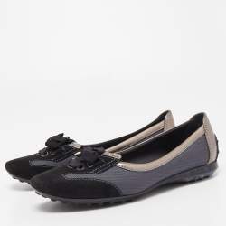 Pre Owned Tod's Tricolor Canvas and Leather Ballet Flats Size 37