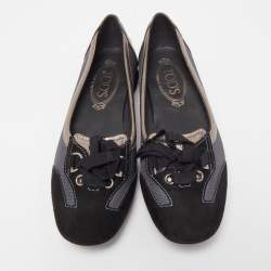 Pre Owned Tod's Tricolor Canvas and Leather Ballet Flats Size 37