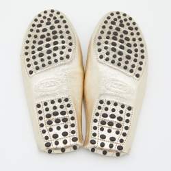 Tod's Gold Leather Fringe Flat Mules Size 35