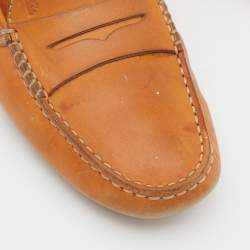 Pre Owned Tod's Tan Leather Gommino Driver Loafers Size 38