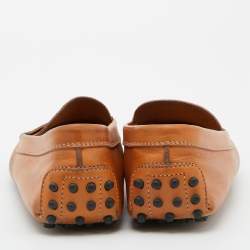 Pre Owned Tod's Tan Leather Gommino Driver Loafers Size 38