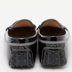 مملوكة مسبقًا Tod's Black Patent Leather Driving Slip On Loafers Size 39.5 
