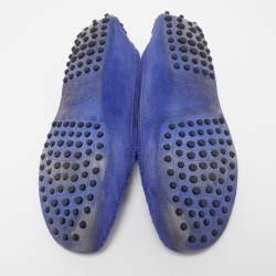 Pre Owned Tod's Blue Suede Gommino Slip On Loafers Size 38.5